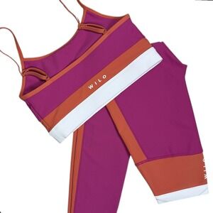 WILO The Label Ribbed Seamless Sportsbra Set Pink Orange White Colorblock  Small